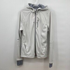 Mondetta Womens Hooded Stretch Track Jacket Pockets Full Zip Jacket White XL